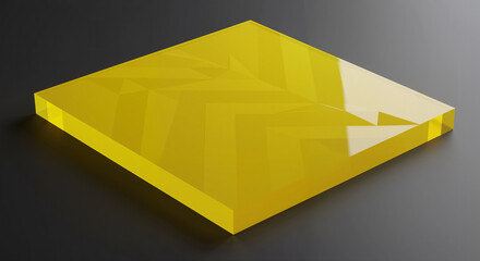 Bright yellow acrylic sheet with geometric pattern on dark background