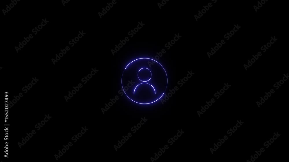 Aufkleber animated glowing user interface icon with a loading circle over a black background for digital conte