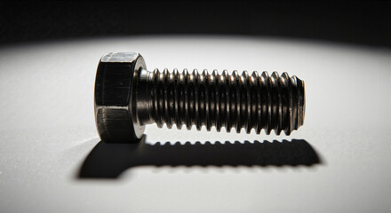 Metal bolt shadow on white background for industrial concept