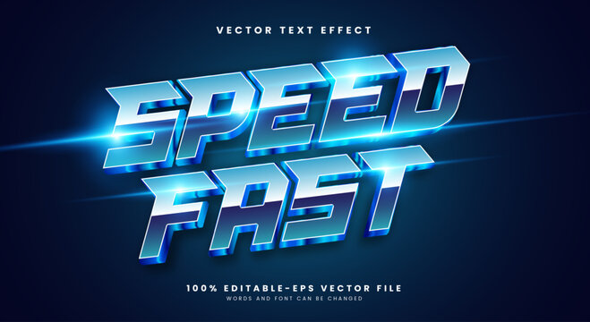 Speed Fast modern Style 3d editable text effect template Suitable for glowing light theme