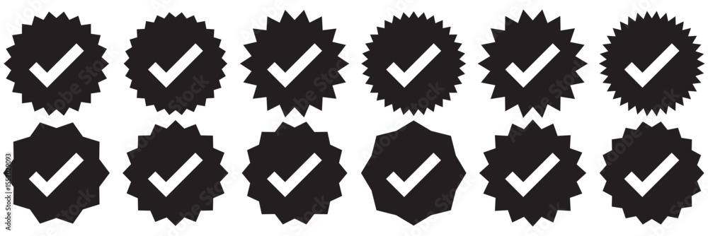 Poster verified badge icon tick symbol vector approved check mark icon. profile verified badge. guaranteed 