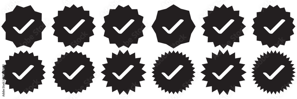 Poster verified badge icon tick symbol vector approved check mark icon. profile verified badge. guaranteed 