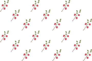 Vintage seamless pattern featuring strawberries and leaves on a clean white background for textile or decor