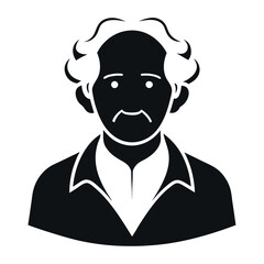 Elderly Man Avatar or Senior Person Silhouette Icon isolated on white background