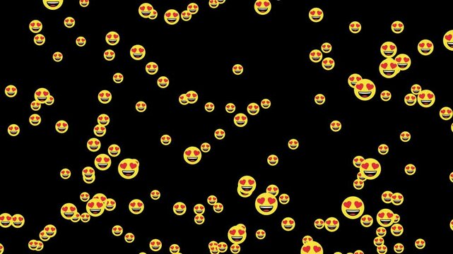 Love-themed emoji movement against dark backdrop