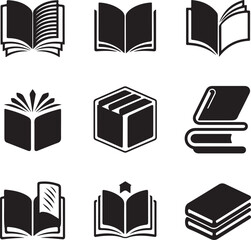 Book icons set silhouette vector on white background