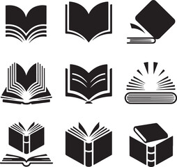 Book icons set silhouette vector on white background