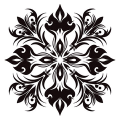 A seamless vintage vector floral ornament pattern with ornate black and white flower illustrations, perfect for antique decoration or tattoo designs