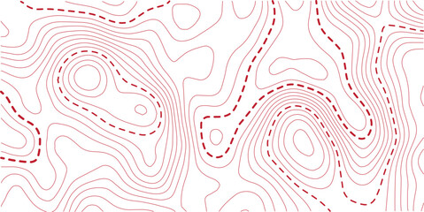 Seamless pattern with background. Background with red lines. Topographic red line on White background texture