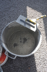 concrete bucket in building site aka construction site