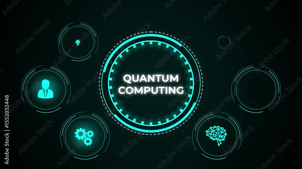 Aufkleber futuristic digital interface animation of a glowing circle display on black background