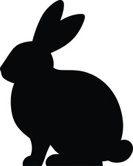 Rabbit vector Solid black silhouette logo type 