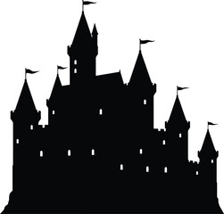 Obraz premium Castle vector illustration showing medieval European architecture with towers and historic fortress elements