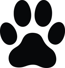 Cat paw print icon vector illustration with black silhouette design and seamless pattern elements