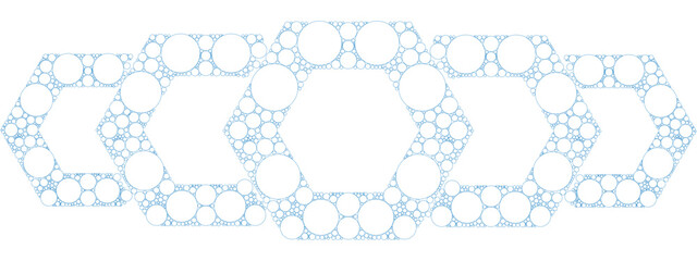 Blue abstract Line vector Illustration of Hexagon-Based Frames with Circular Motifs, Designed with Delicate Precision and Elegant Symmetry