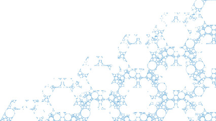 Blue minimalist Geometric Background Featuring Light Linear Hexagons Containing Circles, Designed in a Refined and Modern Style. Vector illustration