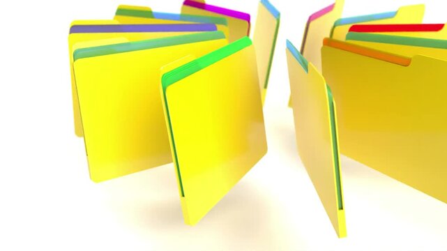 Yellow plastic folders for papers able to loop endless 4k