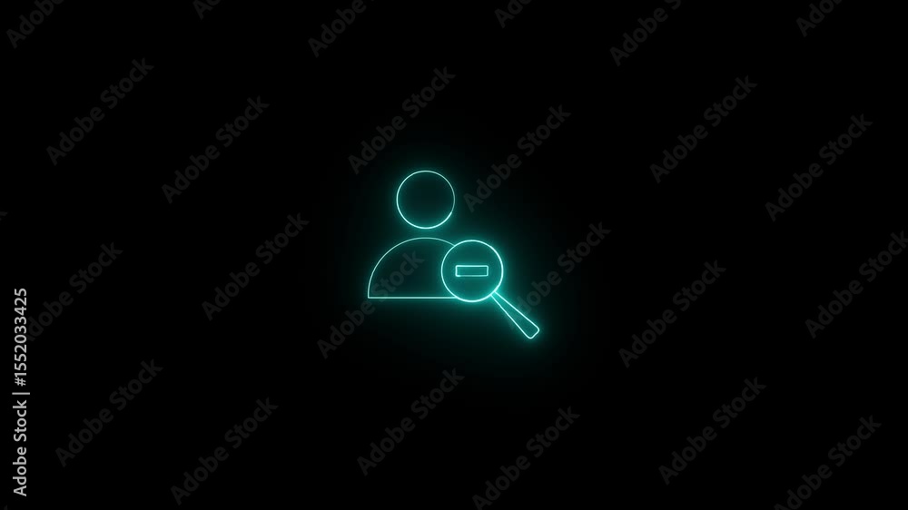 Poster animated neon glowing icon illustrating the concept of removing or excluding a person within the sof
