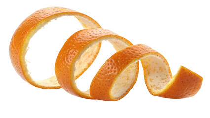 Orange peel spiral against a with textured surface citrus peel twist