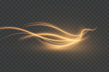 Curved golden light trail with soft glow. Smooth swirling vortex for energy effects, magic spells, glowing waves or sci-fi interfaces.