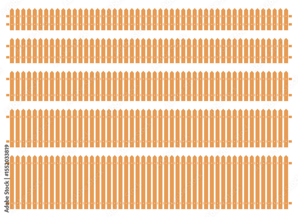 Poster the image displays multiple rows of freshly painted wooden picket fences. each fence is made of even