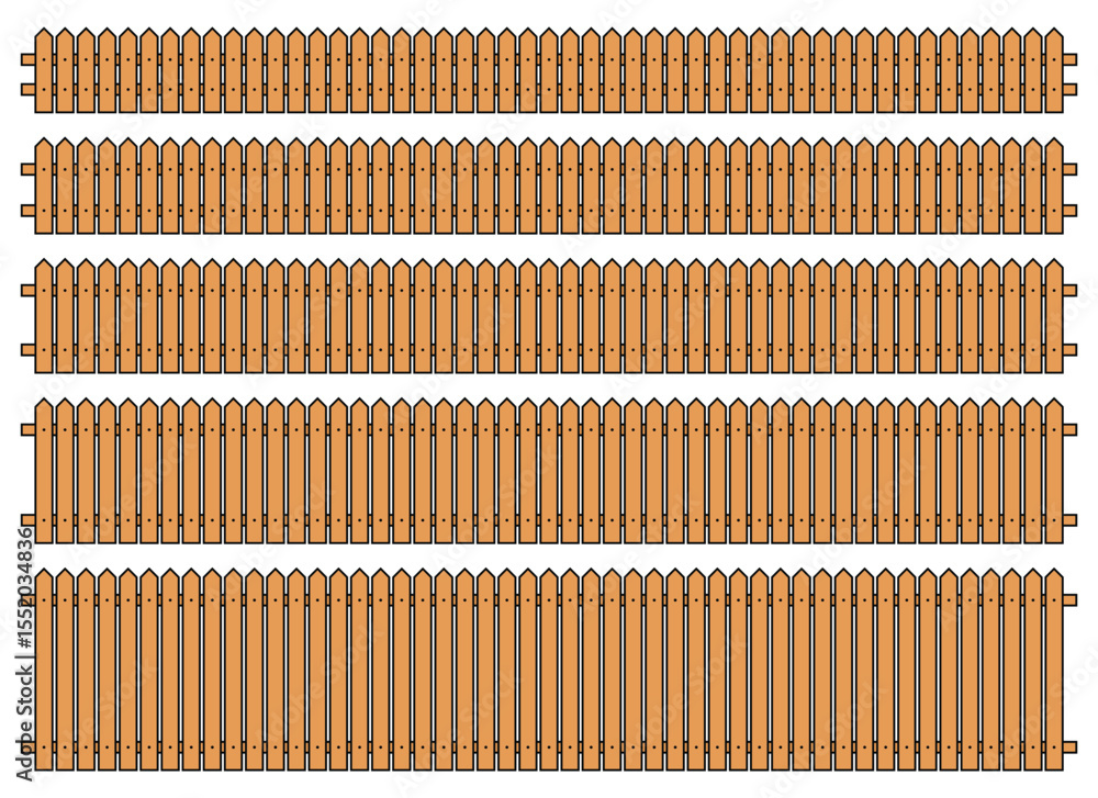 Poster an illustration features several rows of simple, wooden picket fences, each row displaying a variati