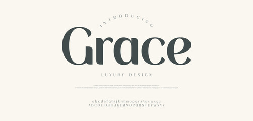 Grace Modern abstract digital tech font. Logo creative font, type, technology, movie, digital, music, movie. Font and illustration in vector format.
