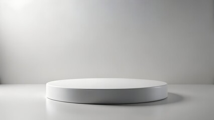 Minimalist white cylinder pedestal on a light gray surface