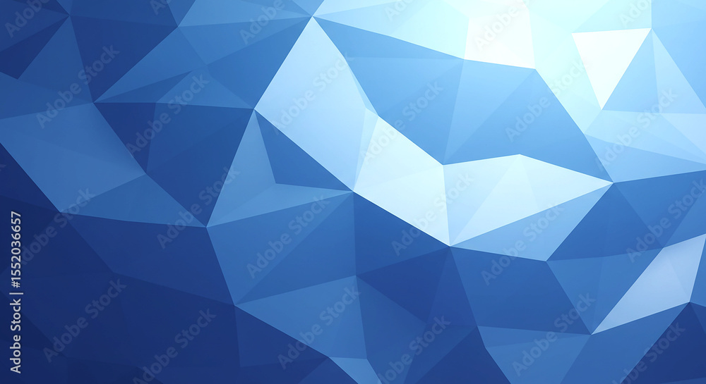 Poster a low poly background with shades of blue creating an abstract geometric design in a modern style