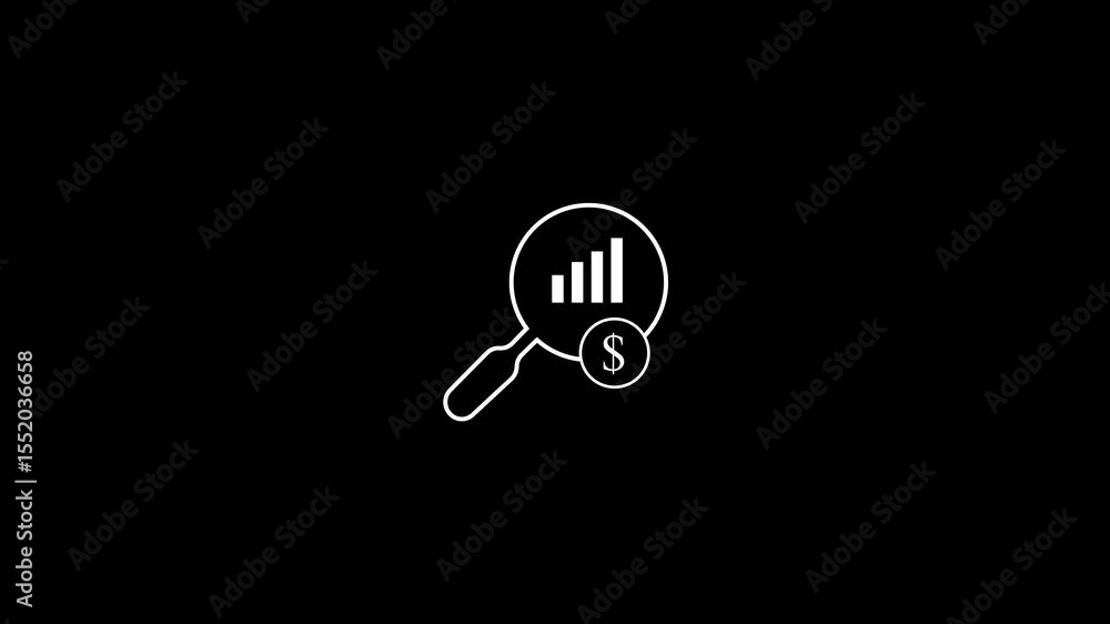 Poster analyzing financial data a magnifying glass focuses on business growth and performance metrics in a 