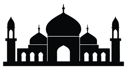 mosque silhouette vector, isolated black silhouette of a mosques collection, black silhouette mosque vector illustration