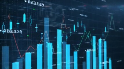 stock market chart hologram data diagram 4k video clip - Powered by Adobe