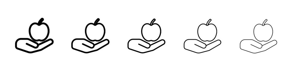 apple in hand icon simple vector outline logo