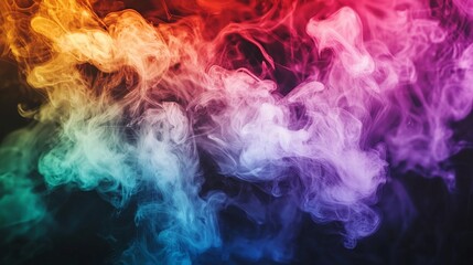 Abstract Rainbow Color Smoke Pattern on Black Background