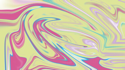 Vibrant Abstract Swirl of Pink, Yellow, and Blue with Dreamlike Fluid Motion
