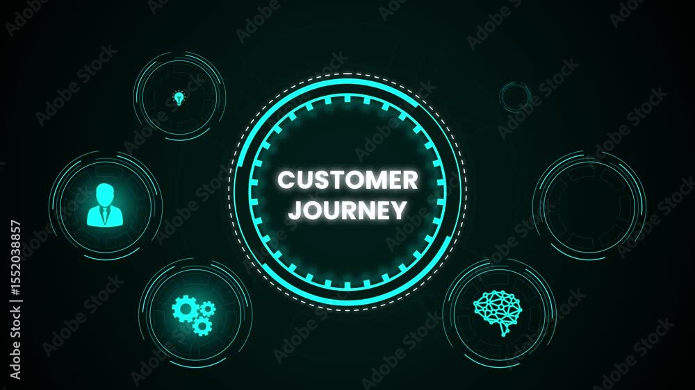 Poster futuristic digital interface showing glowing cyan circle and modern technological elements