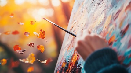 A professional artist painting beside large sunny window

