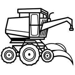 Combine Harvester line art vector