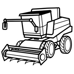Combine Harvester line art vector