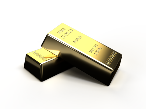 積み上げられた金塊、インゴットのフォトリアル3Dイラストレーション