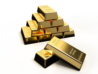 積み上げられた金塊、インゴットのフォトリアル3Dイラストレーション