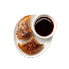 Pan-fried Dumplings with Soy Sauce - Overhead Shot