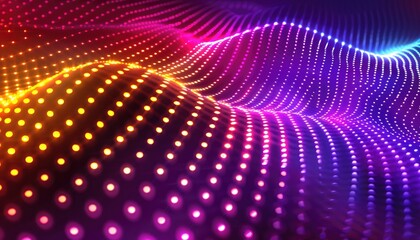 Abstract design of glowing, colorful dots.