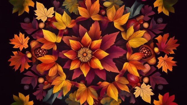 Autumnal Equinox Floral Wreath: Harmonious Fall Colors in a Symmetrical Arrangement