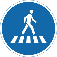 Pedestrian Crossing Safety Sign Informing of Designated Walking Path and Traffic Awareness