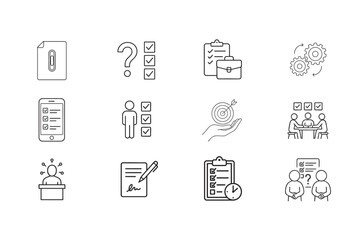 Business and Management Icons Set Tasks Goals Planning and Collaboration Concepts collection