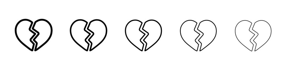 broken heart icon simple vector outline logo