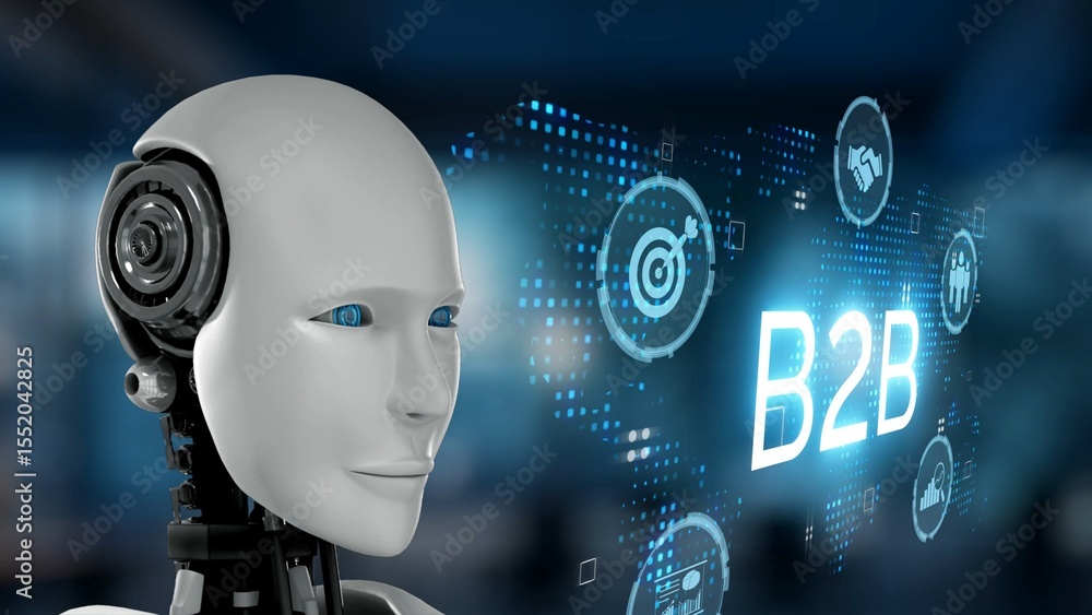 Poster ai-driven b2b strategy revolutionizing business operations through intelligent automation, real-time