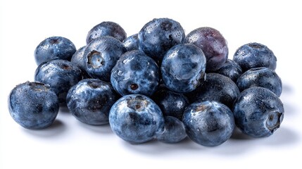 The fresh blueberries beautifully arranged on a bright surface with droplets.