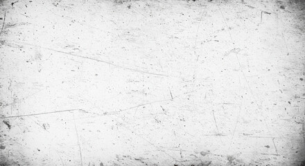 Obraz premium Abstract aged white surface with intricate black and grey grunge texture, distressed details, scattered dust, faint scratch lines, tactile wear, isolated on transparent background, front view,